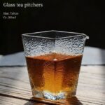 front view square hammered frosted glass fairness cup gong dao bei 6.7oz