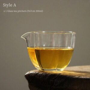 Style A petal-shaped clear glass japanese fairness cup gong dao bei tea pitcher