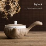 Style A speckled light brown Japanese Kyusu Teapot ceramic side handle