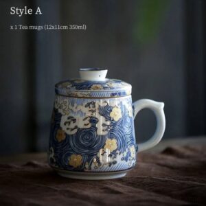 Style A 12oz starry sky japanese loose leaf tea infuser mug full view