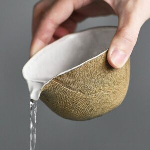 textile burnt ceramic fairness cup gong dao bei side view