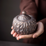 handmade textured japanese tea canister for loose tea storage