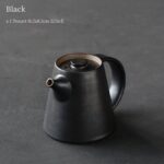 vintage black japanese clay teapot with built in filter, 7.6oz