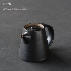 vintage black japanese clay teapot with built in filter, 7.6oz