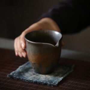vintage gilded ceramic japanese fairness cup gong dao bei full product view