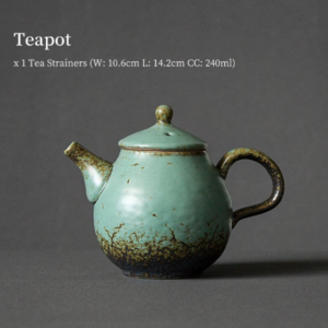 vintage green japanese ceramic japanese teapot 8oz full view