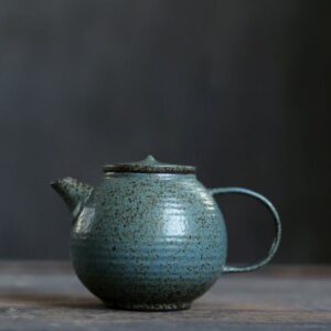 full set of vintage handcrafted japanese ceramic teapot in blue