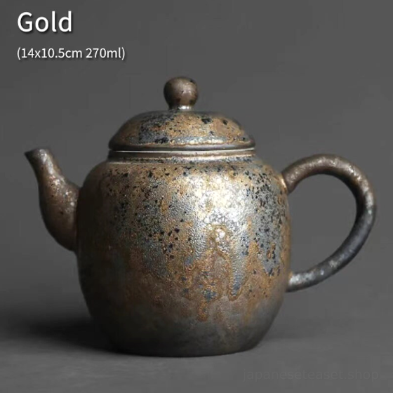 gold color vintage japanese ceramic teapot