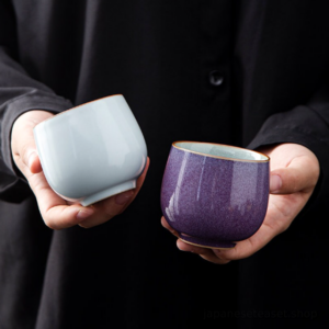 vintage japanese porcelain tea cup 4.4oz purple variant