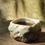 handcrafted wabi-sabi japanese tea bowl with rock texture