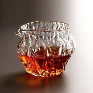 Walnut pattern Japanese glass fairness cup 8.8oz tea pitcher gold rim