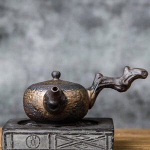 handcrafted withered wood ceramic kyusu japanese side handle teapot